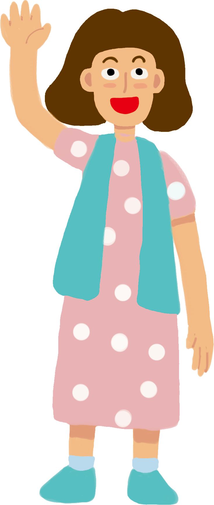 片手をあげている女性のイラスト | イラストタウン – 無料おしゃれ手描き